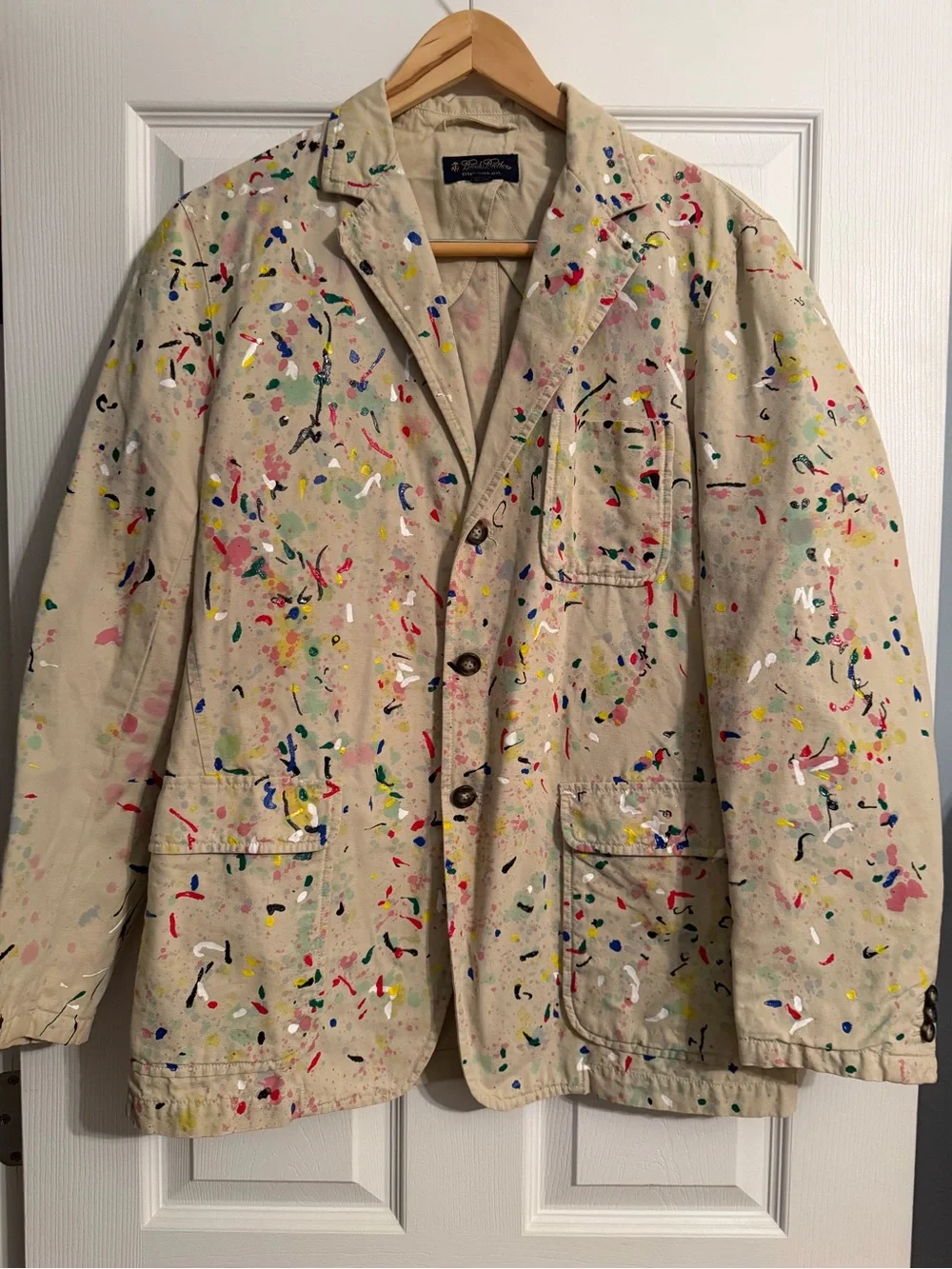 Brooks Brothers Beige Paint-Splatter Casual Blazer M